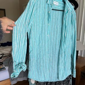 - 100% linen striped button down shirt from Italy